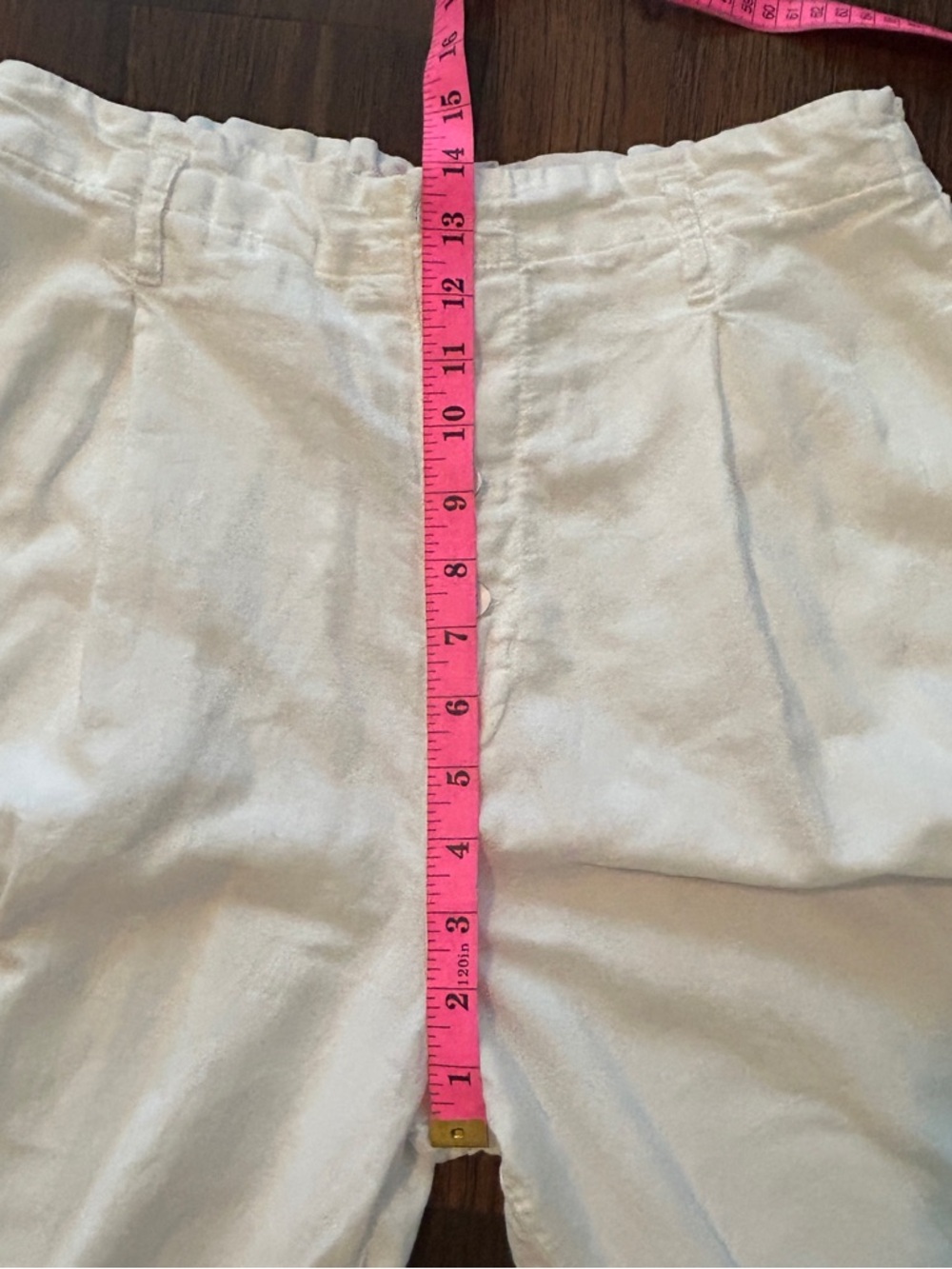 Bella Dahl White Linen Blend Wide Leg Pants Button Front Size L - Picture 9 of 10
